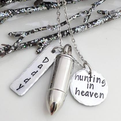 Hunting In Heaven-urn Necklace-hand Stamped..