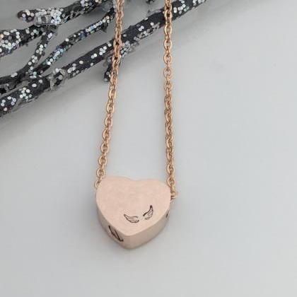 Rose Gold Hand Stamped Necklace - Heart Urn -..
