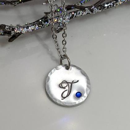 Hand Stamped Necklace Initial Jewelry-birthday..