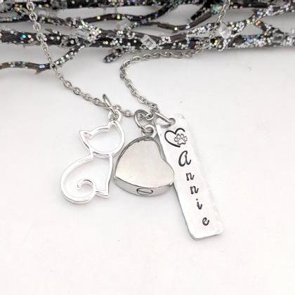 Hand Stamped Necklace Heart Urn - Hand Stamped..