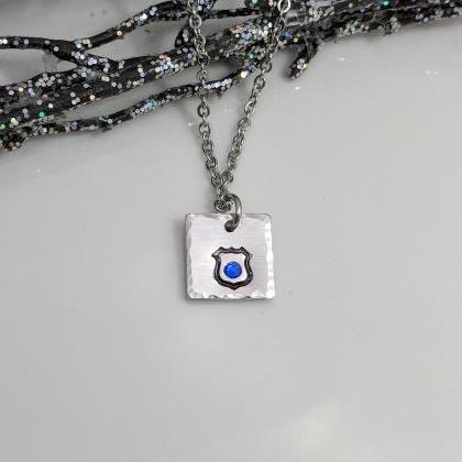 Police Wife- Necklace- Police Badge- Back The..