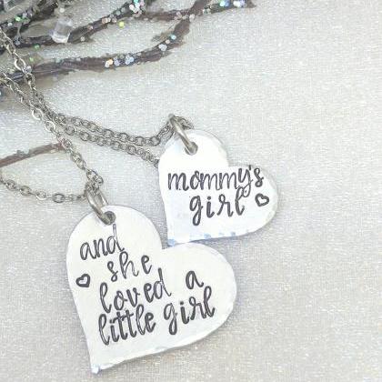Hand Stamped Necklace Mother Daughter..