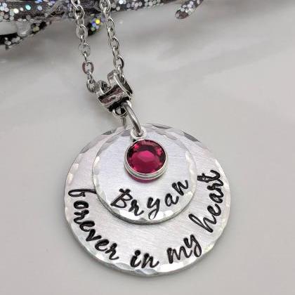 Hand Stamped Forever In My Heart Necklace-..