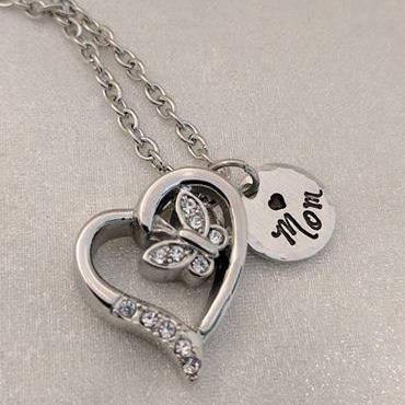 Hand Stamped Necklace Butterfly Urn-heart Urn With..