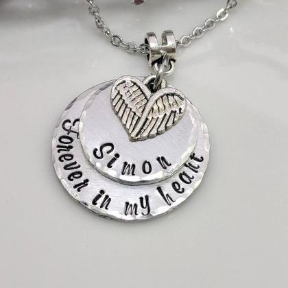 Hand Stamped Necklace Forever In My Heart -..