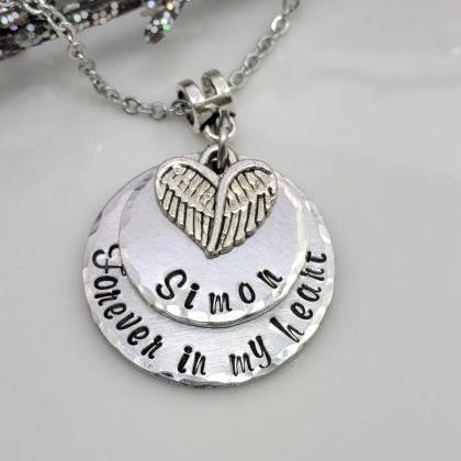 Hand Stamped Necklace Forever In My Heart -..
