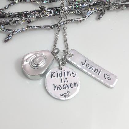 Hand Stamped Necklace Cowboy Hat Urn- Cowgirl Hat..