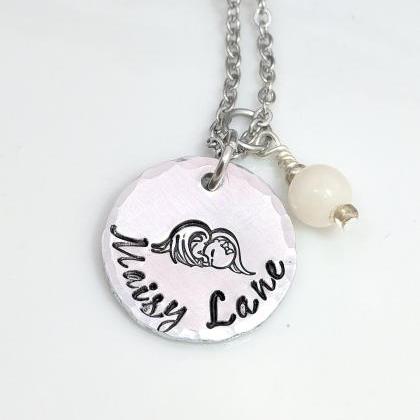 Hand Stamped Necklace Angel Baby- Loss Of Child..