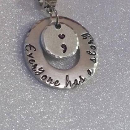 Hand Stamped Jewelry Everyone Has A Story Necklace..