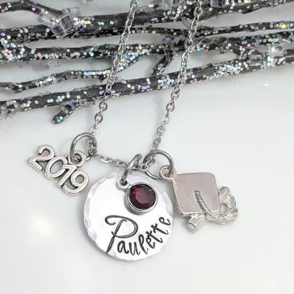 Hand Stamped Necklace Class Of 2018-hand Stamped..
