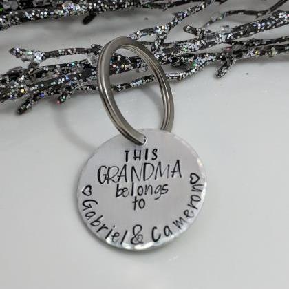 Hand Stamped This Grandma Belongs To Keychain-..