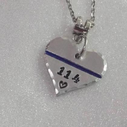 Hand Stamped Necklace Back The Blue - Hand Stamped..
