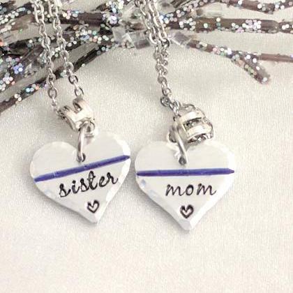 Hand Stamped Necklace Police Mom Jewelry - Police..