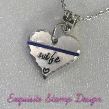 Hand Stamped Necklace Police Mom Jewelry - Police..