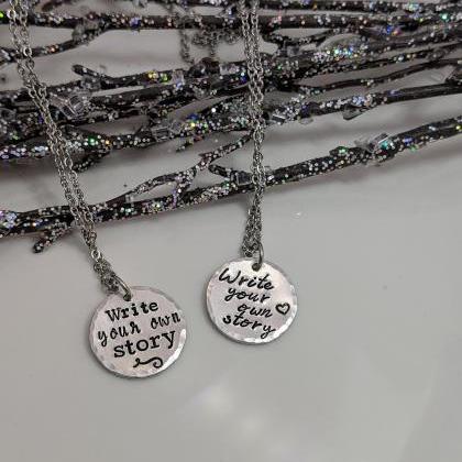 Hand Stamped Necklace Write Your Own Story -..
