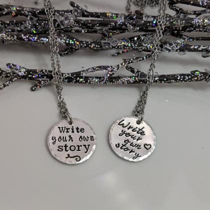 Hand Stamped Necklace Write Your Own Story -..