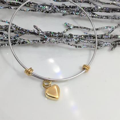 Hand Stamped Urn Bracelet - Gold Heart Urn - Hand..