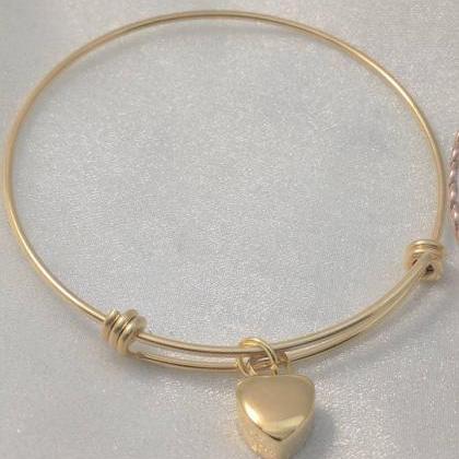 Hand Stamped Urn Bracelet - Gold Heart Urn - Hand..