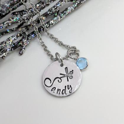 Hand Stamped Necklace Hair Stylist Gift-hand..