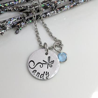 Hand Stamped Necklace Hair Stylist Gift-hand..