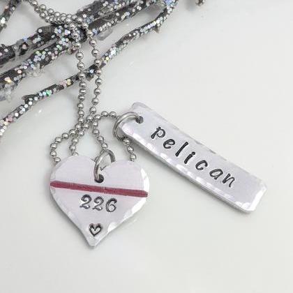 Hand Stamped Thin Red Line Necklace- Hand Stamped..