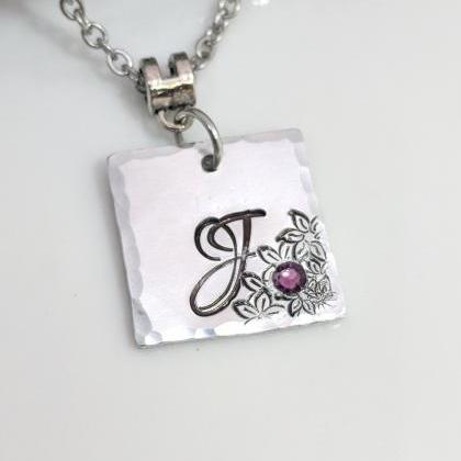 Hand Stamped Initial Necklace - Initial Jewelry -..
