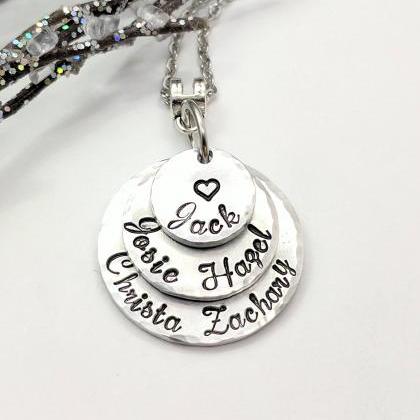 Layered Hand Stamped Necklace-personalized Hand..
