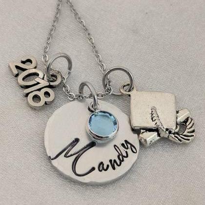 Graduate Gift Hand Stamped Necklace-personalized..