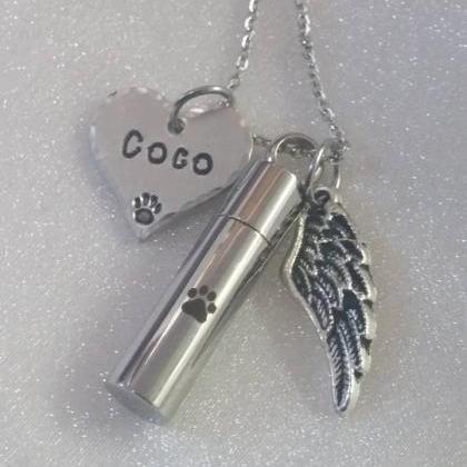 Hand Stamped Necklace Pet Memorial Jewelry-..