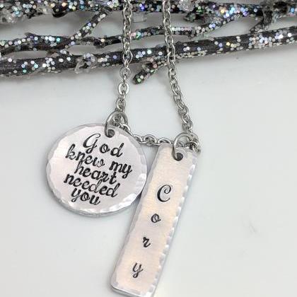 Motherhood Hand Stamped Necklace- Name Jewelry-..