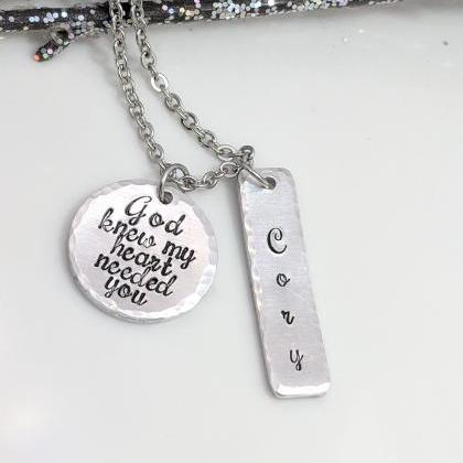 Motherhood Hand Stamped Necklace- Name Jewelry-..