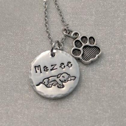 Dog Lover Hand Stamped Necklace - Puppy Love Hand..