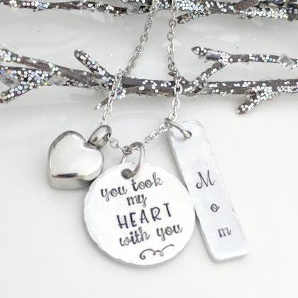 Hand Stamped Necklace You Took My Heart With..