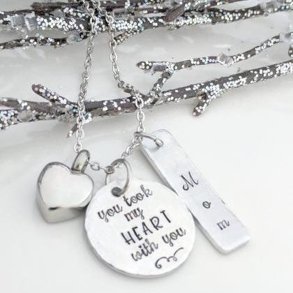Hand Stamped Necklace You Took My Heart With..