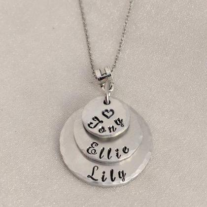 Hand Stamped Necklace Gift For Mom-gift For..