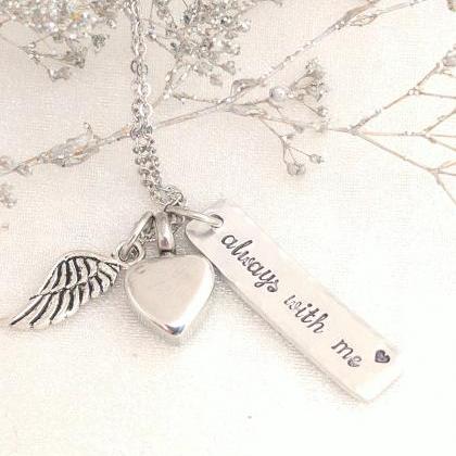Hand Stamped Necklace Always With Me-urn..