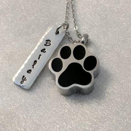 Hand Stamped Necklace Pet Loss Memorial - Urn For..