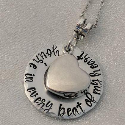 Urn For Ashes Hand Stamped Necklace-memorial Urn..