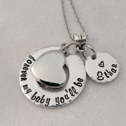 Hand Stamped Necklace - Forever My Baby..