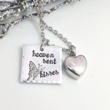 Heaven Sent Kisses Hand Stamped Necklace - Urn..