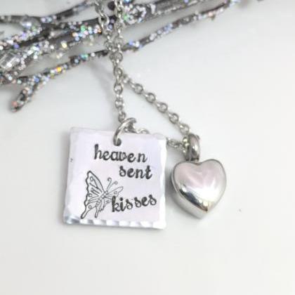 Heaven Sent Kisses Hand Stamped Necklace - Urn..