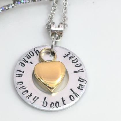 Hand Stamped Necklace-a Piece Of My Heart Is In..