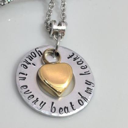 Hand Stamped Necklace-a Piece Of My Heart Is In..