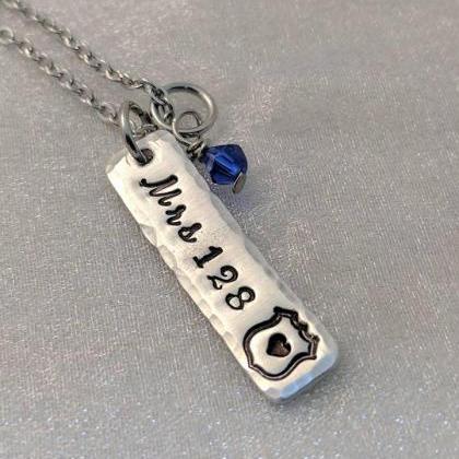 Police Wife Hand Stamped Necklace - Gift For..