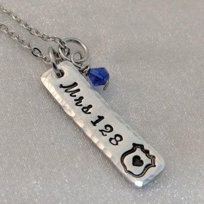 Police Wife Hand Stamped Necklace - Gift For..