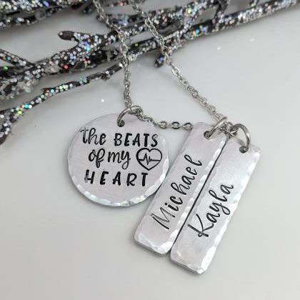 The Beats Of My Heart-personalized Hand Stamped..