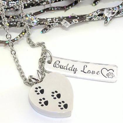 Pet Loss Gift - Heart Urn Hand Stamped Necklace -..