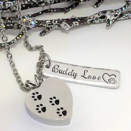 Pet Loss Gift - Heart Urn Hand Stamped Necklace -..