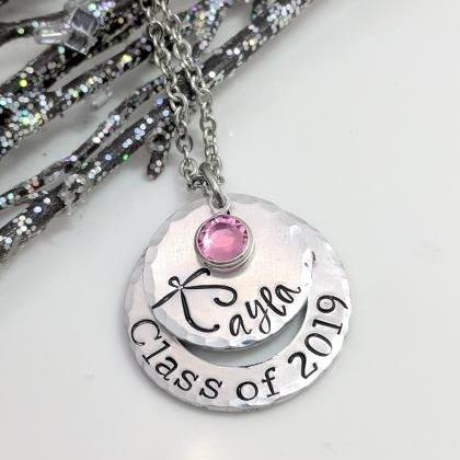 Class Of 2019 Hand Stamped Necklace- Personalized-..