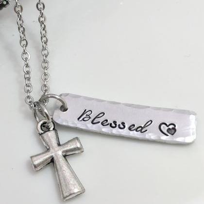 Blessed Necklace-statement Necklace-cross..